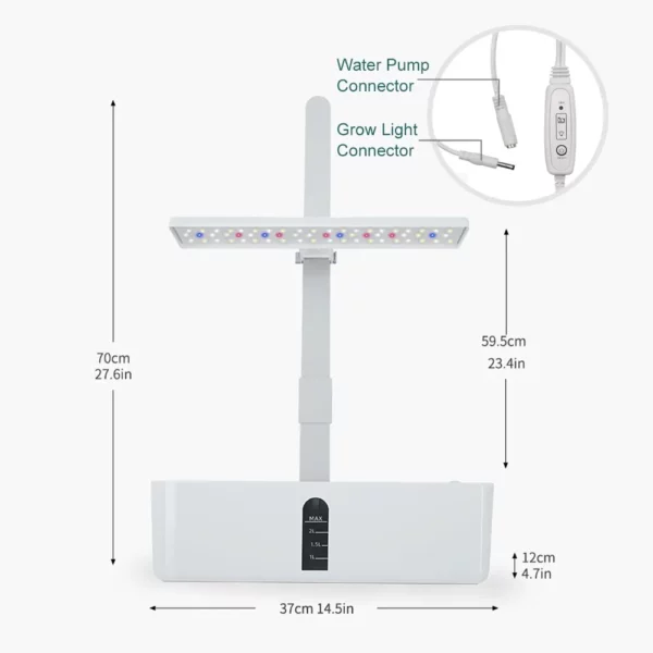 Hydroponics Growing System Automatic Timing Indoor Garden Kit 9 Pods Height Adjustable 15W LED Grow Lights 2L Water Tank